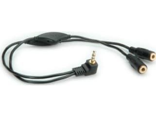 ROLINE Y Audio Cable with 3.5 mm Stereo Plug (2x speaker lines), Volume Control, Sort