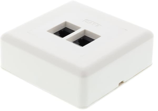 Wall socket, surface-mounted UTP, 2xRJ45, Cat6, white