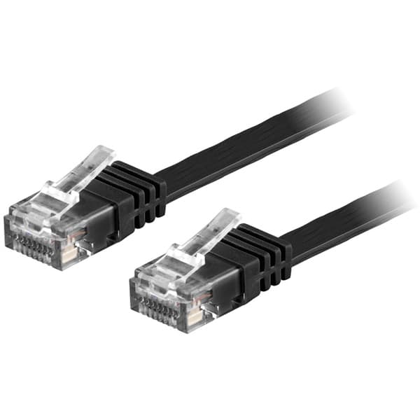 U/UTP Cat6 patch cable, flat, 0.5m, 250MHz, black
