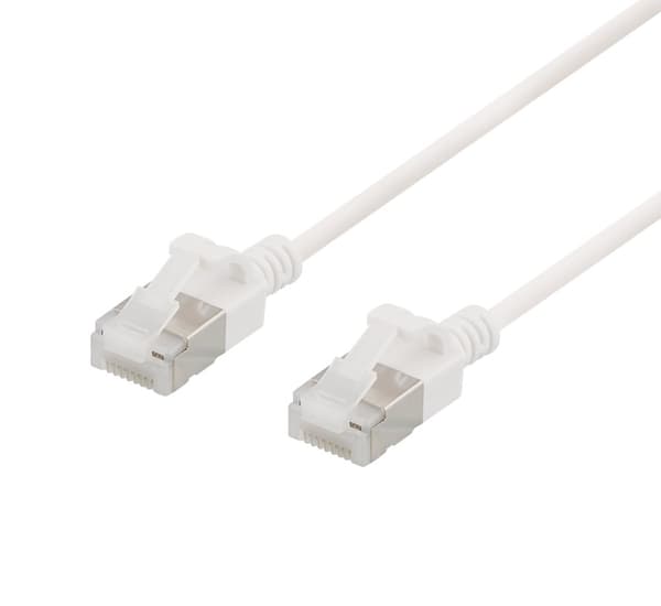 U/FTP Cat6a patch cable, slim, 3,8mm in diameter, 5m, white