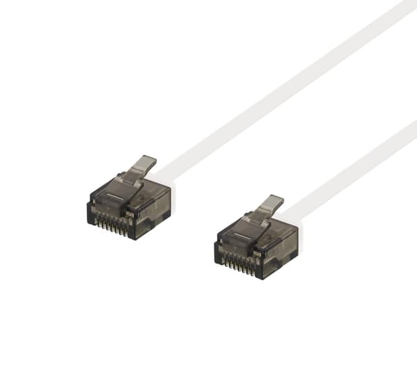 U/UTP Cat6a patch cable, flat, 2m, 1mm thick, white