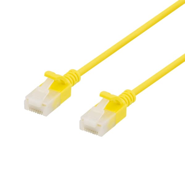 U/UTP Cat6a patch cable, slim, 3.5mm diameter, 2m, yellow