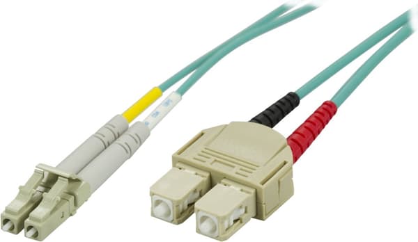 OM3 Fiber cable, LC - SC, duplex, UPC, 50/125, 0,5m, blue