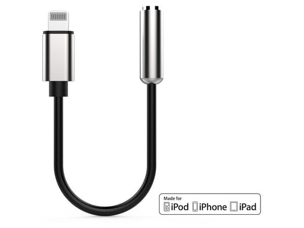 ProXtend - Lightning til hodetelefonjakk-adapter - Lightning hann til minijakk hunn - 15 cm - svart