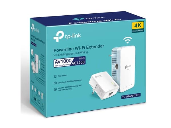 TP-Link TL-WPA7517 KIT V2 Wi-Fi Kit - Strømlinjeadaptersett 1GbE, HomePlug AV (HPAV), HomePlug AV (HPAV) 2.0, IEEE 1901 - Wi-Fi 5 - Dobbeltbånd - veg