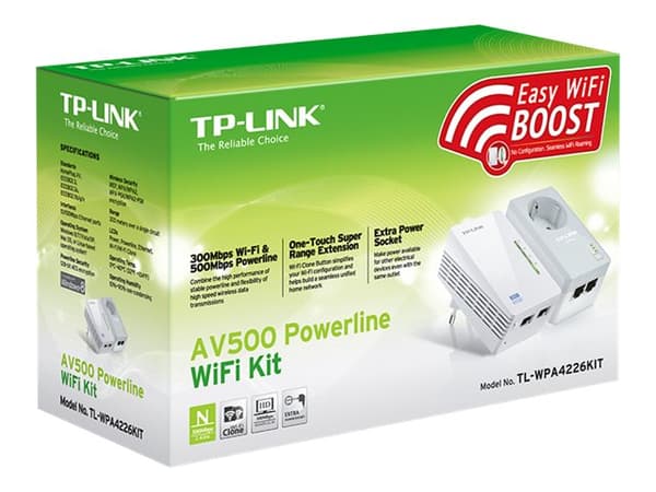 TP-Link TL-WPA4226KIT AV500 Powerline WiFi Kit - Strømlinjeadaptersett HomePlug AV (HPAV) - veggpluggbar