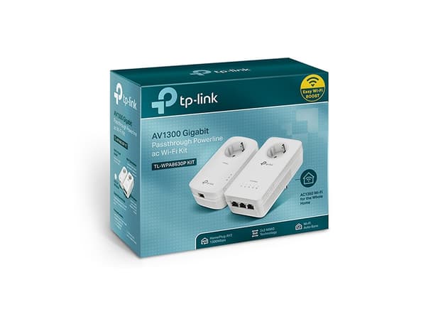 TP-Link - Powerline Wi-Fi Kit - bro - - HomePlug AV (HPAV), HomePlug AV (HPAV) 2.0, IEEE 1901 - veggpluggbar
