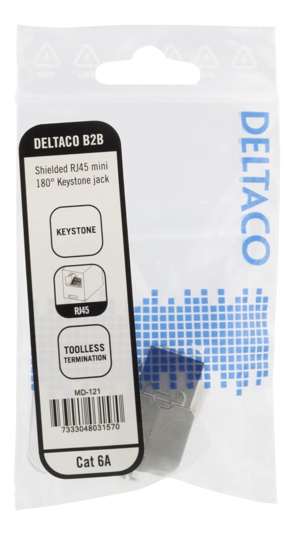 Cat6A shielded Keystone jack, toolless clamp termination