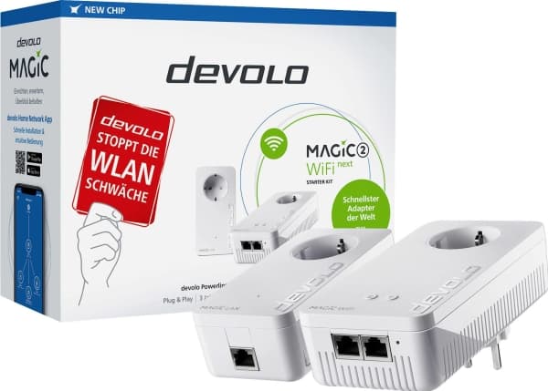 Devolo Magic 2 WiFi next Starter Kit, 2400 Mbit/s, IEEE 802.2x, IEEE 802.3ab, IEEE 802.3az, IEEE 802.3u, Gigabit Ethernet, 10,100,1000 Mbit/s, Wi-Fi Hvit