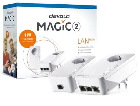 Devolo Magic 2 LAN trippel startsett, 2400 Mbit/s, IEEE 802.1p, IEEE 802.3, IEEE 802.3ab, IEEE 802.3az, IEEE 802.3u, IEEE 802.3x, Type F, Gigabit Mbi