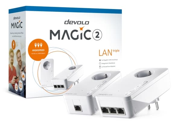Devolo Magic 2 LAN trippel startsett, 2400 Mbit/s, IEEE 802.1p, IEEE 802.3, IEEE 802.3ab, IEEE 802.3az, IEEE 802.3u, IEEE 802.3x, Type F, Gigabit Mbi