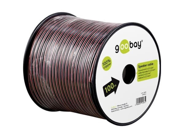 Goobay 15100, Hapeton kupari, 25 m, Musta, Punainen