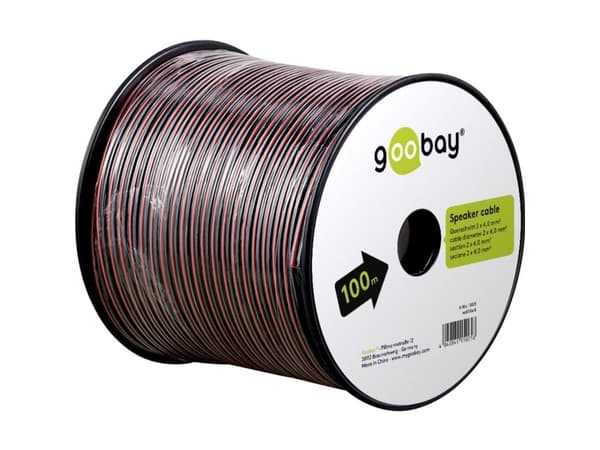 Goobay 15025, Kobberkledd aluminium (CCA), 100 m, Sort, Rød