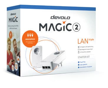 devolo Magic 2 LAN triple - Starter Kit - bro - - 1GbE, HomeGrid - veggpluggbar