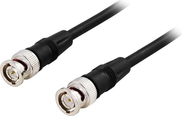 Coaxial patch cable, RG59, BNC ma-ma, 75 Ohm, 5m, black