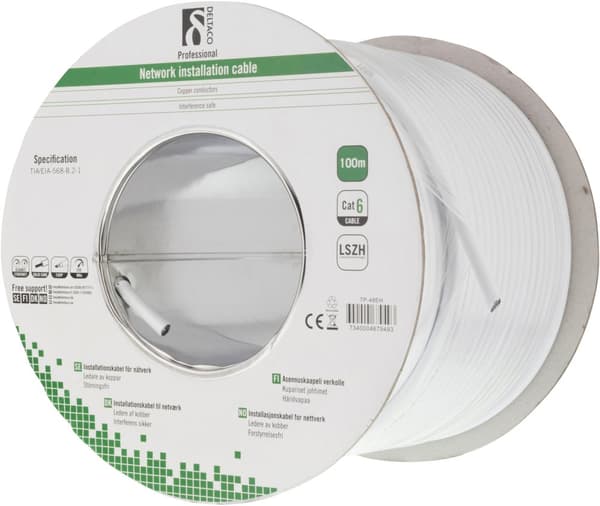 F/UTP Cat6 installation cable, LSZH, 100m reel, 250MHz