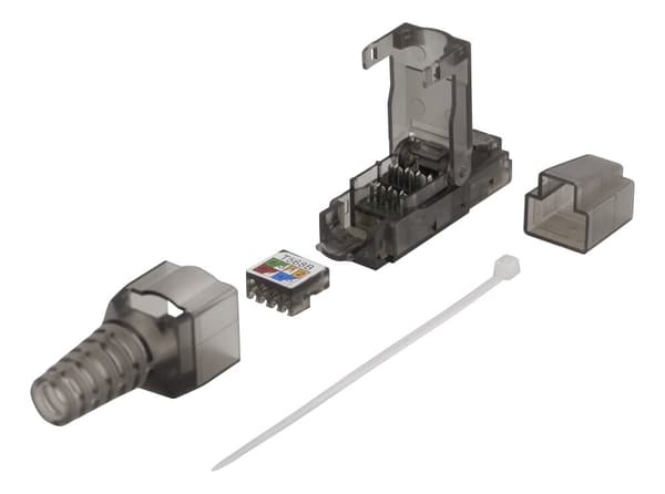 RJ45 plug Cat6A, unshielded, tool-less, grey