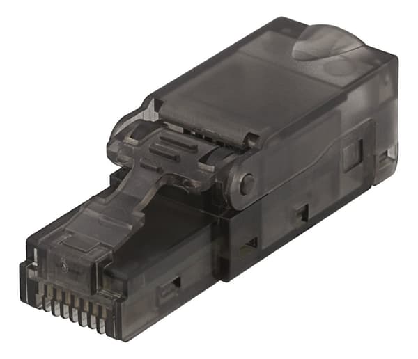 RJ45 plug Cat6A, unshielded, tool-less, grey
