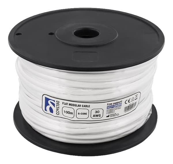 Modular cable, 6P, reel, 100m, white
