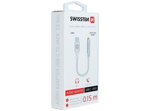 Swissten 73501301, USB C, Hankontakt, Honkontakt, 0,15 m, Vit