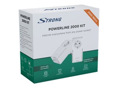 Strong Powerline 2000 - Duo Kit - strømlinjeadaptersett 1GbE, HomePlug AV (HPAV), HomePlug AV (HPAV) 2.0 - veggpluggbar (en pakke 2) Hvit
