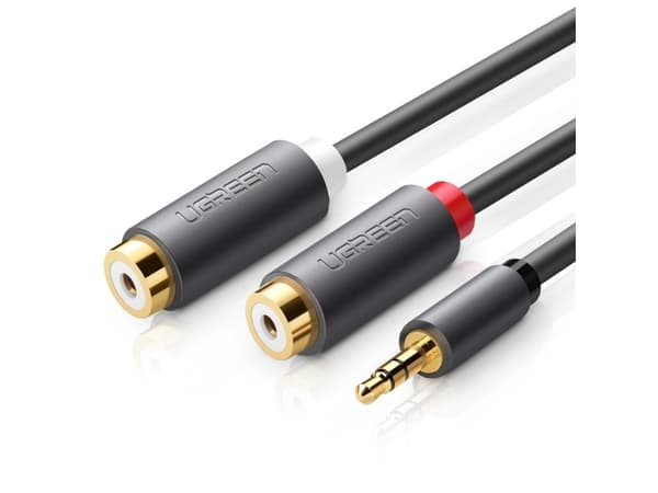 Ugreen 10547, 3.5mm, Hankjønn, 2 x RCA, Hunkjønn, Sort