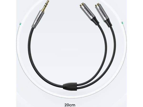 Ugreen cable AUX UGREEN audio splitter 3.5 mm jack cable, 20cm (gray)