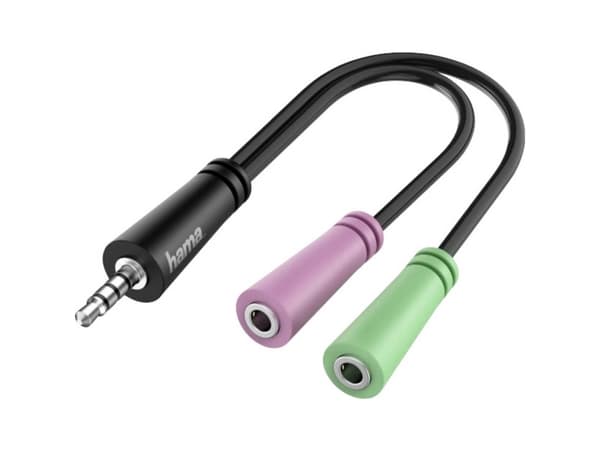 Hama - Audioadapter - 4-polsminijakk hann til mini-phone stereo 3.5 mm hunn - 15 cm - svart