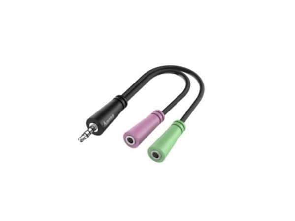 Hama - Audioadapter - 4-polsminijakk hann til mini-phone stereo 3.5 mm hunn - 15 cm - svart
