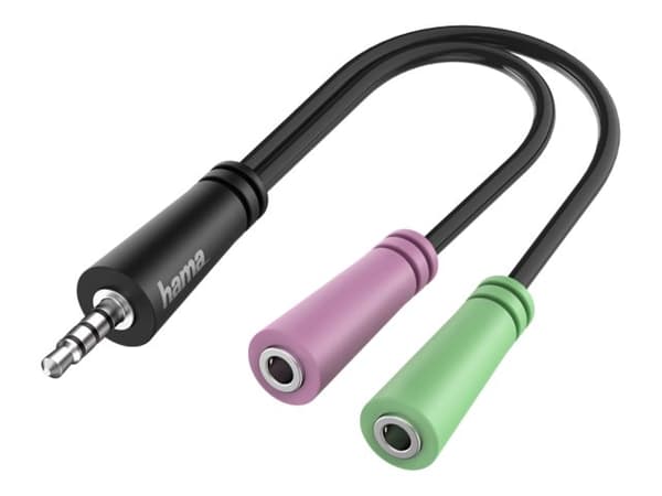 Hama - Audioadapter - 4-polsminijakk hann til mini-phone stereo 3.5 mm hunn - 15 cm - svart
