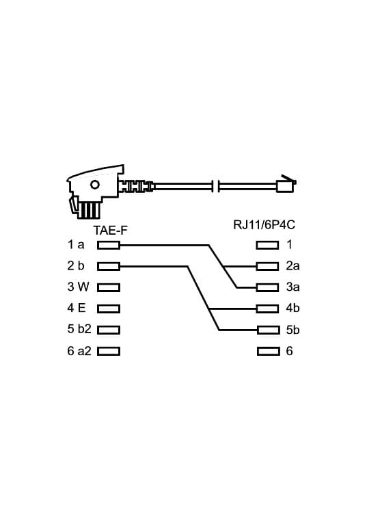 TAE-F-kabel (universal pinout), svart
