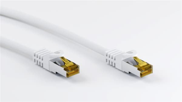 RJ45 välijohto CAT 6A S/FTP (PiMF), 500 MHz, CAT 7 raakakaapelilla, valkoinen
