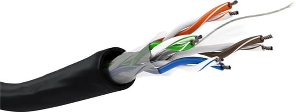 CAT 6 utendørs nettverkskabel, U/UTP, svart