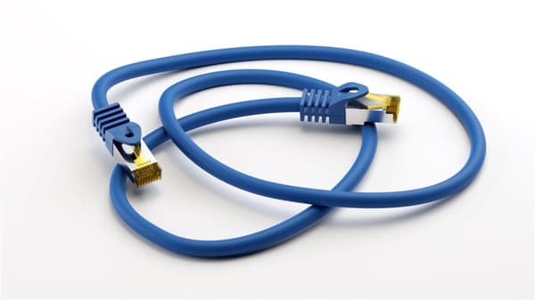 RJ45 netværkskabel S/FTP (PiMF), 500 MHz, med CAT 7 råkabel, blå, 7,5 m