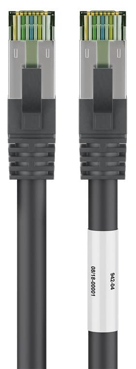 RJ45 (CAT 6A, 500 MHz) patchkabel med CAT 8.1 S/FTP råkabel, sort
