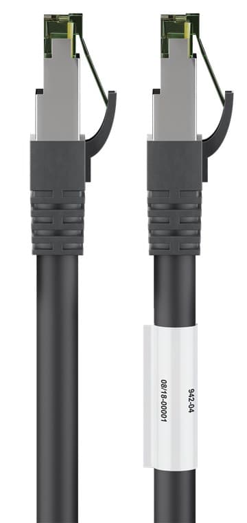 RJ45 (CAT 6A, 500 MHz) patchkabel med CAT 8.1 S/FTP råkabel, sort