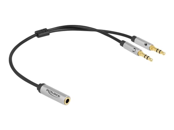 Delock - Headset-adapter - ministereo 3,5 mm 4 stift hona till mini-phone stereo 3.5 mm hane - 27 cm - svart