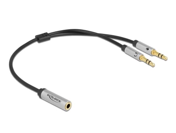 Delock - Headset-adapter - ministereo 3,5 mm 4 stift hona till mini-phone stereo 3.5 mm hane - 27 cm - svart