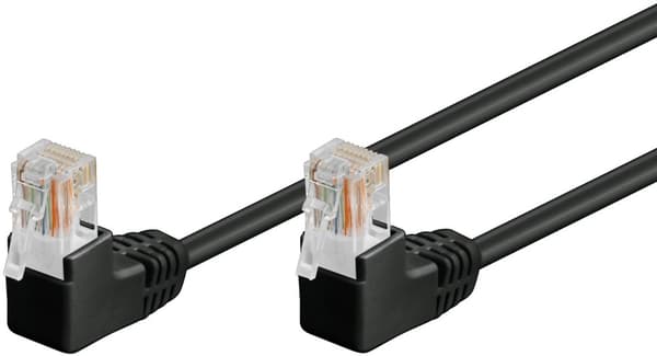 CAT 5e patchable 2x 90° kulmassa, U/UTP, musta