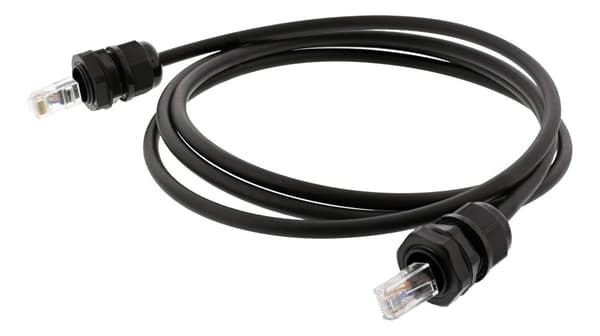 S/FTP Cat6a patch cable, 3m, IP68, PG13.5, black