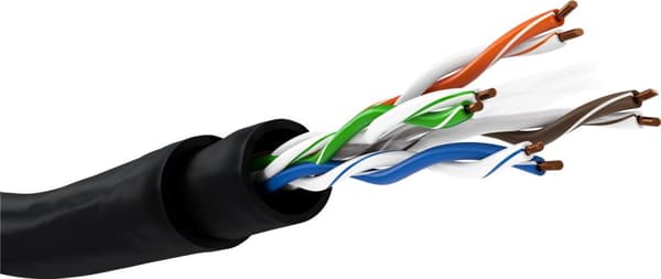 CAT 6 nettverkskabelsett for utendørs ruting, U/UTP, svart