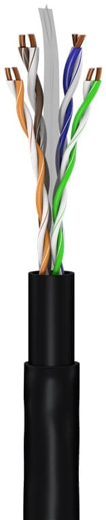 CAT 6 patchkabel for utendørs ruting, U/UTP, svart