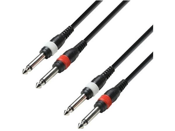 Adam Hall K3TPP0300 Jack Instrumenter Tilslutningskabel [2x Jackstik 6.3 mm (mono) - 2x Jackstik 6.3 mm (mono)] 3 m Sort