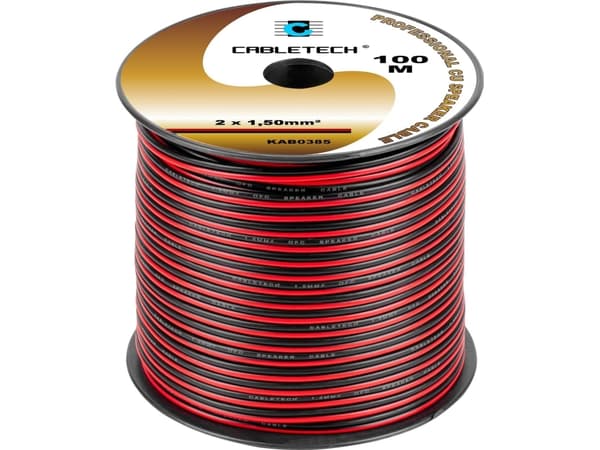 Cabletech kabel 1,5 mm svart og rød høyttalerkabel