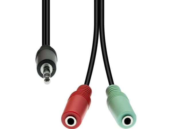 Kabel ProXtend Mini-Jack 4-Pin to 2x 3-Pin Cable M-F Black 30cm