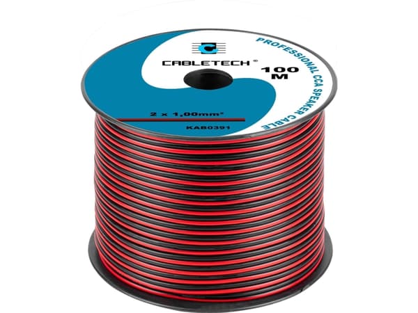 Cabletech CCA 1,0 mm svart og rød høyttalerkabel