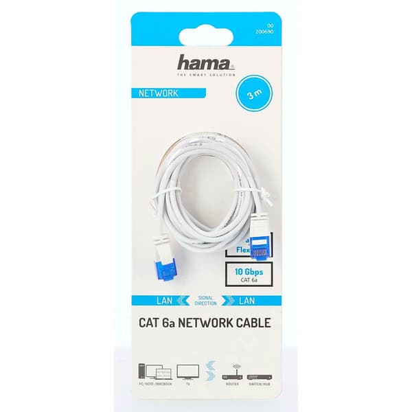 Netværkskabel CAT6a Slim U/UTP 3.0m Hvid