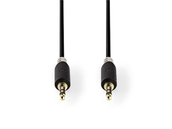 Nedis - Lydkabel - mini-phone stereo 3.5 mm hann rett til mini-phone stereo 3.5 mm hann rett - 1 m - antrasitt - rund