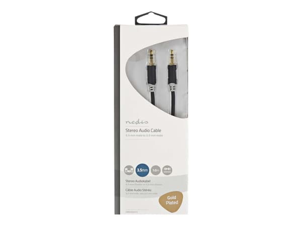 Nedis - Lydkabel - mini-phone stereo 3.5 mm hann rett til mini-phone stereo 3.5 mm hann rett - 1 m - antrasitt - rund