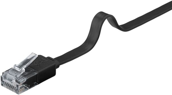 CAT 6 litteä patch-kaapeli, U/UTP, musta